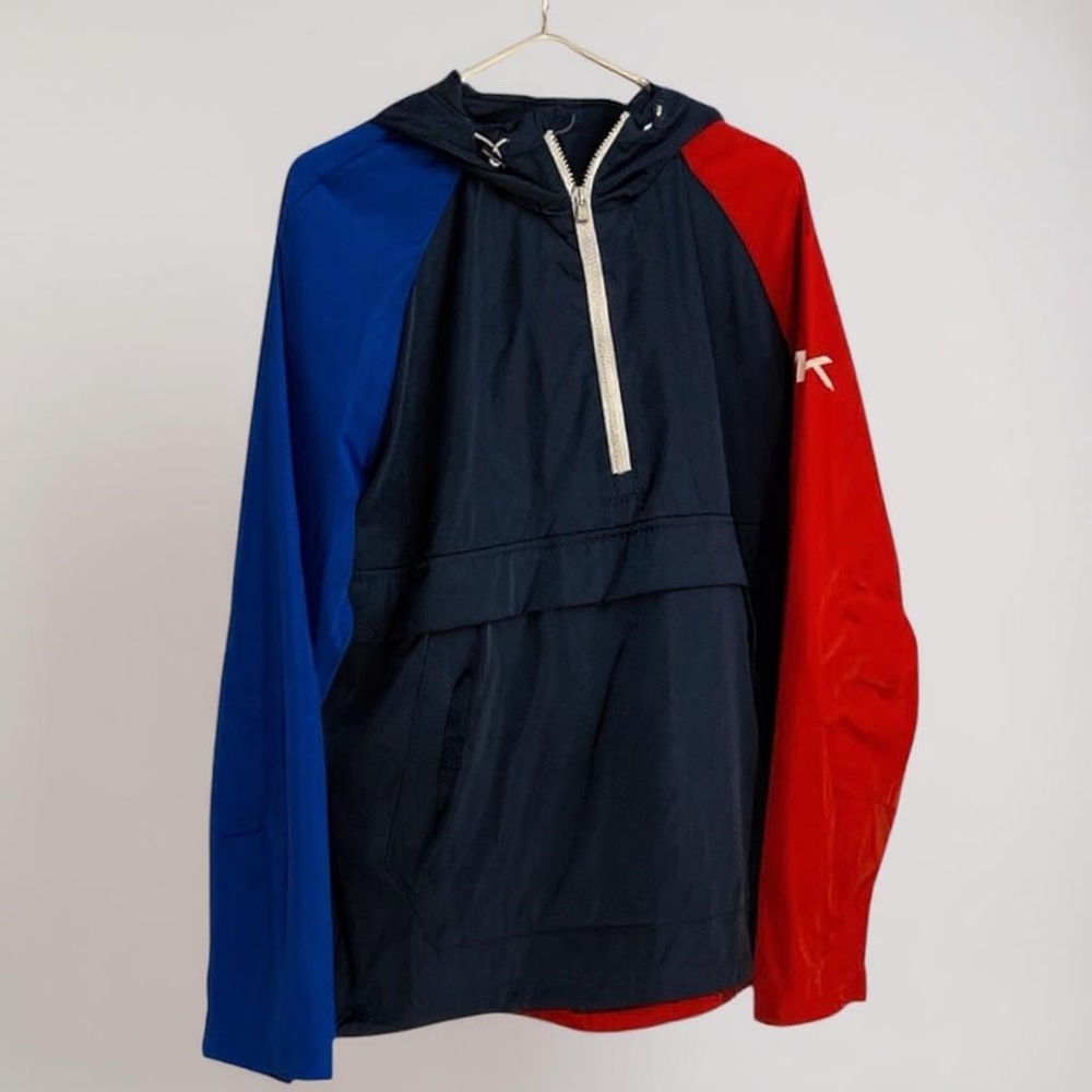 New Michael Kors Navy Red & Blue LOGO Rain Jacket Unisex Medium Windbreaker